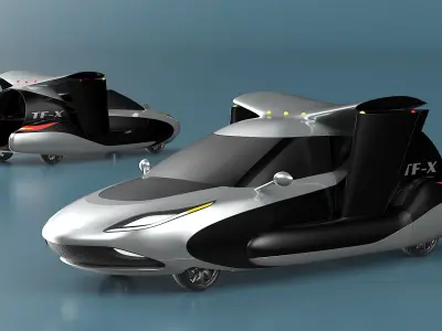  Concept Futuristic Flying Car Rigged 