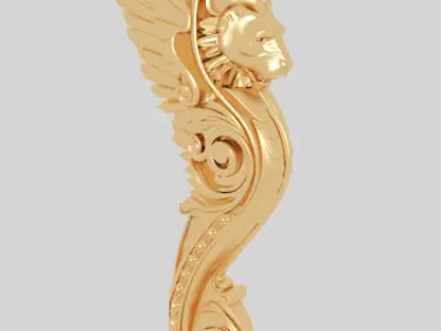 Classic 3D model of interior CNC sculpture gold inlaid 3D model
