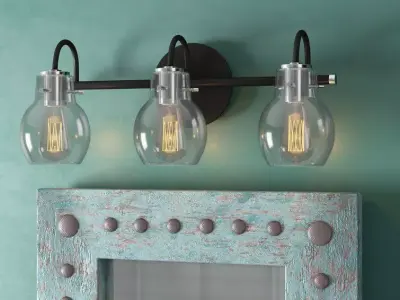 Halleck 3 - Light Dimmable Earth Black Vanity Light 3D model