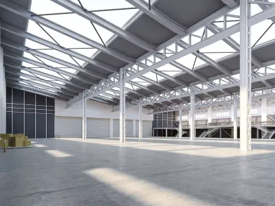 low poly interior warehouse 22 3D model