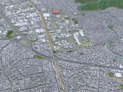 Kinshasa Brazzaville Dr Congo 45km AI Low-poly 3D model