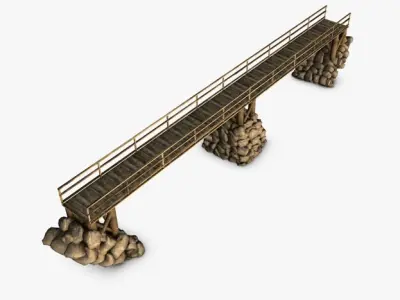 Wood bridge stone supports 3D model