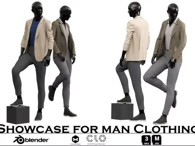Showcase for man Clothing Low-poly 3D model