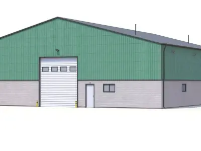 Green Industrial Building 32 PBR Low-poly 3D model