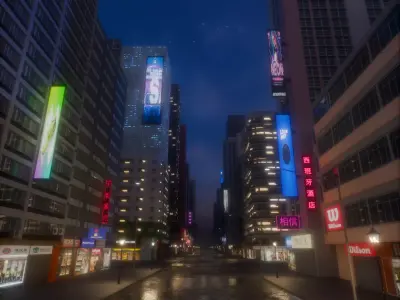  city night skyscraper street Low-poly 3D model