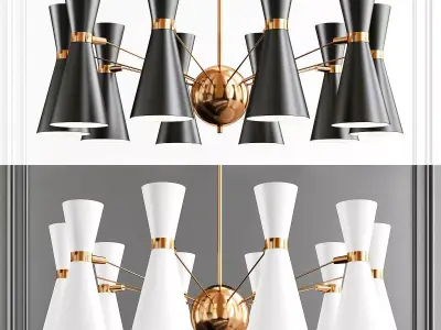 Nordic Moderne Kroonluchter Verlichting Woonkamer Low-poly 3D model