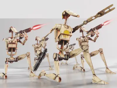 Star Wars Battle Droid Rigged Low-poly 3D model
