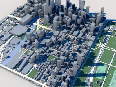 Part of Chicago 3D Model Downtown Chicago Skyline 02 3D model