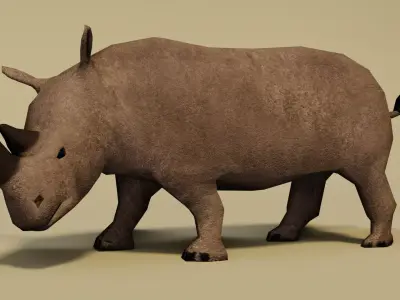 Low Poly Rhinoceros Rigged 3D model Low-poly 3D model