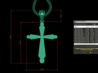 Light Gold 18K Cross Pendant 1CP098 3D print model purchase