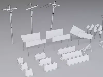 Apocalypse Street Set - Post Apocalyptic 3D Models Low-poly 3D model