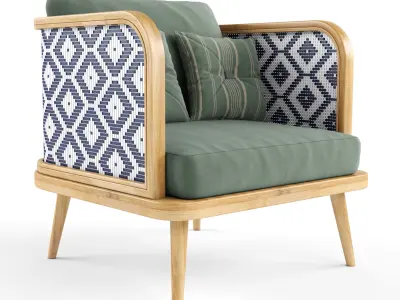 Wooden Rattan Furniture Collection modul5 3D Model Pack