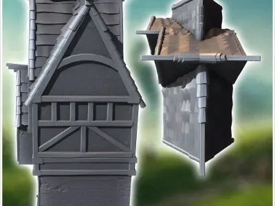 Medieval house with large open interior barn 11 - Medieval Gothi 3D print model