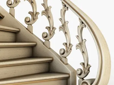 Stairs two spiral staircases 3D model