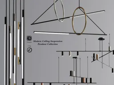 Modern Ceiling Suspension Pendant Collection 02 3D model