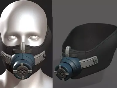 Gas mask respirator scifi futuristic 3d  Low-poly 3D model 15