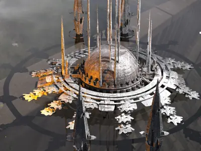 White Sci Fi Palace city Utopia arena kit bash Low-poly 3D model