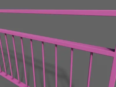 PBR Pedestrian Guard Rail Pink V3 Low-poly 3D model