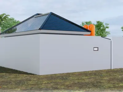 Minimalist Modern House one floor Full Interior Furniture 3D model