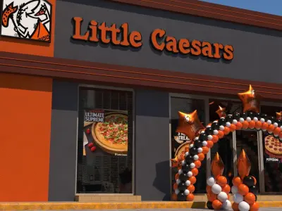 Little Caesars restaurant with Balloons Arch 3D model
