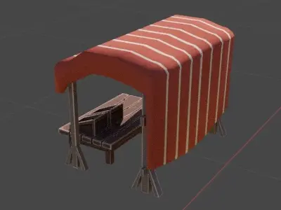 Medieval Street Market Low-poly 3D model