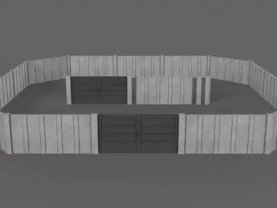 PBR Gate and Wall 2 Low-poly 3D model