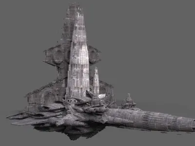 Babylon Floating Ship City 3D model