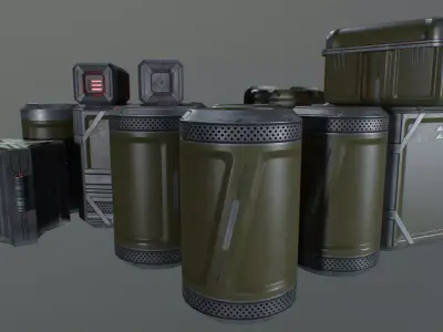 Sci-Fi Logistics Prop Pack Low-poly 3D model