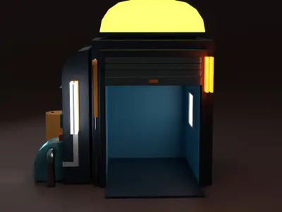 Futuristic Sci-Fi Modular House - Game Ready 3D Model Low-poly 3D model