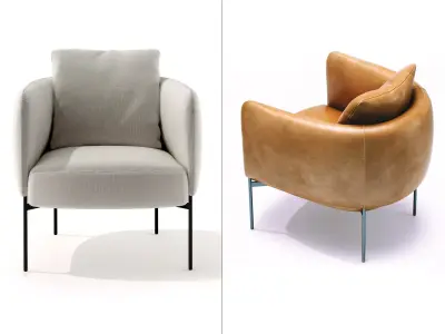 Bonnet chair with legs and upholstered seat 3D model
