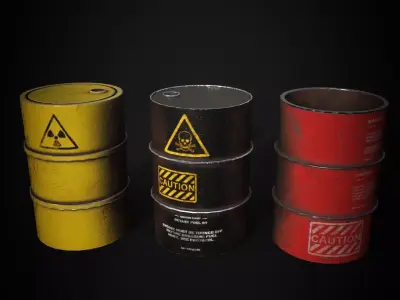 Low Poly Oil Barrel Pack AAA PBR Game Ready Unity  Unreal Low-poly 3D model