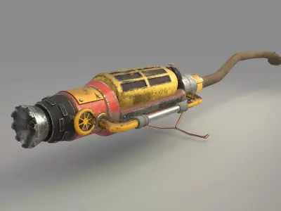 Steampunk Quidditch Broomstick - Textured - PBR Materials 3D model