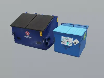 Industrial Bins Free low-poly 3D model