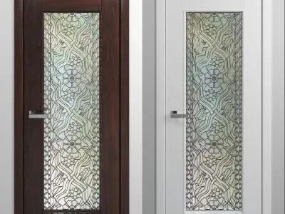 Stained glass interior doors set 3D model