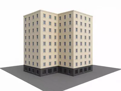  High-Rise Apartment Building Low-poly 3D model