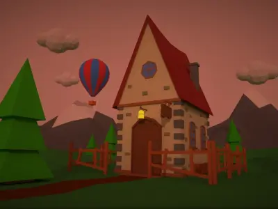 Low poly cartoon house Low-poly 3D model