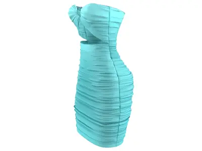 Teal And Pink Wrinkled Strapless Beautiful Mini Bodycon Dress Low-poly 3D model