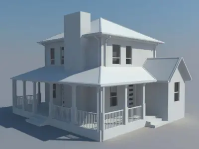 house 3D Model with porch 3D model
