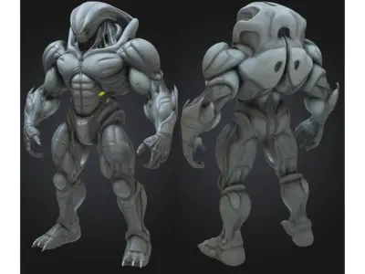 Armored Alien Soldier Sci Fi Low-poly 3D model