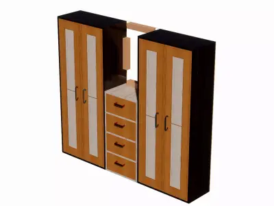 Wardrobe with drawers and doors 3D model