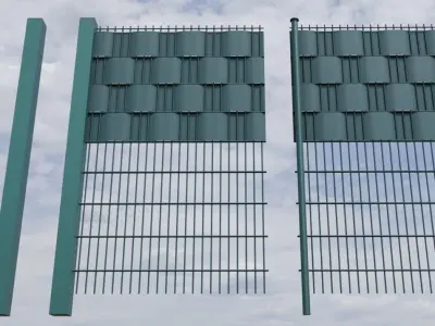 Modular Fence and Door Construction-Set Low-poly 3D model