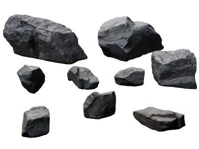 9 high detail rocks 3D model