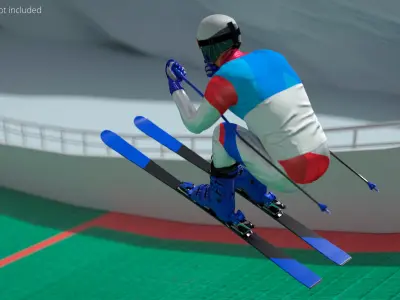  Synthetic Ski Jump Track with Athlete 