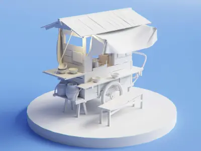 Japanese Ramen Stall Free 3D model