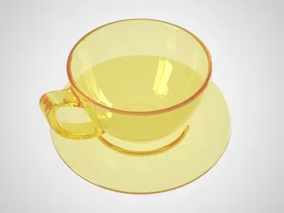 Coffee Cup Clear Glass Light Yellow Color 3D model