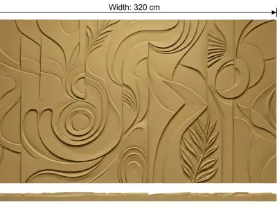 Modern Abstract Relief Panel Wall Decor Set STL Mural CNC 335 3D model