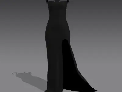 Dress  heart neckline slit dress long Low-poly 3D model
