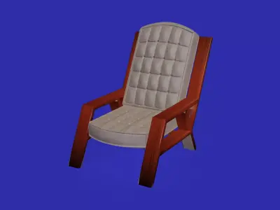 Retro stylish wooden and cotton armchair 3D model