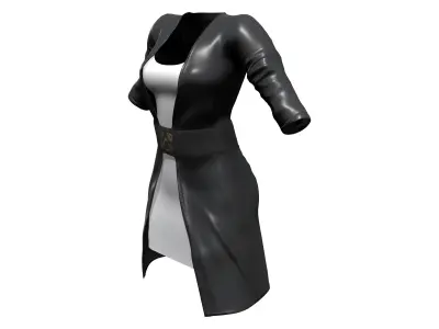 Long Leather Coat Low-poly 3D model