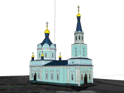 Architecture-Religion-God-Culture-Temple-023 church with two ... 3D model